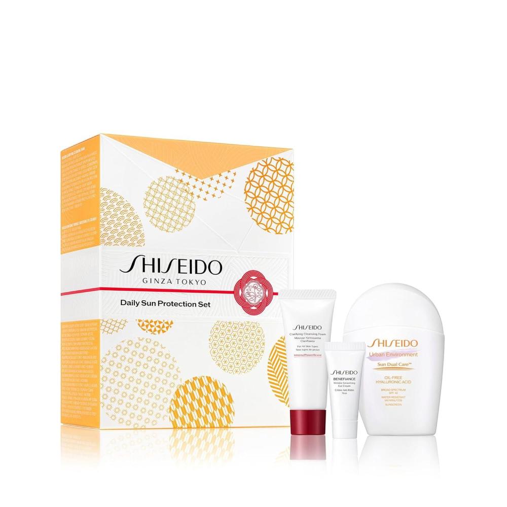 imageShiseido Daily Sun Protection Set  Includes Urban Environment OilFree Sunscreen SPF 42 50 mL Clarifying Cleansing Foam 15 mL ampamp Benefiance Wrinkle Smoothing Eye Cream 5 mL  76 Value