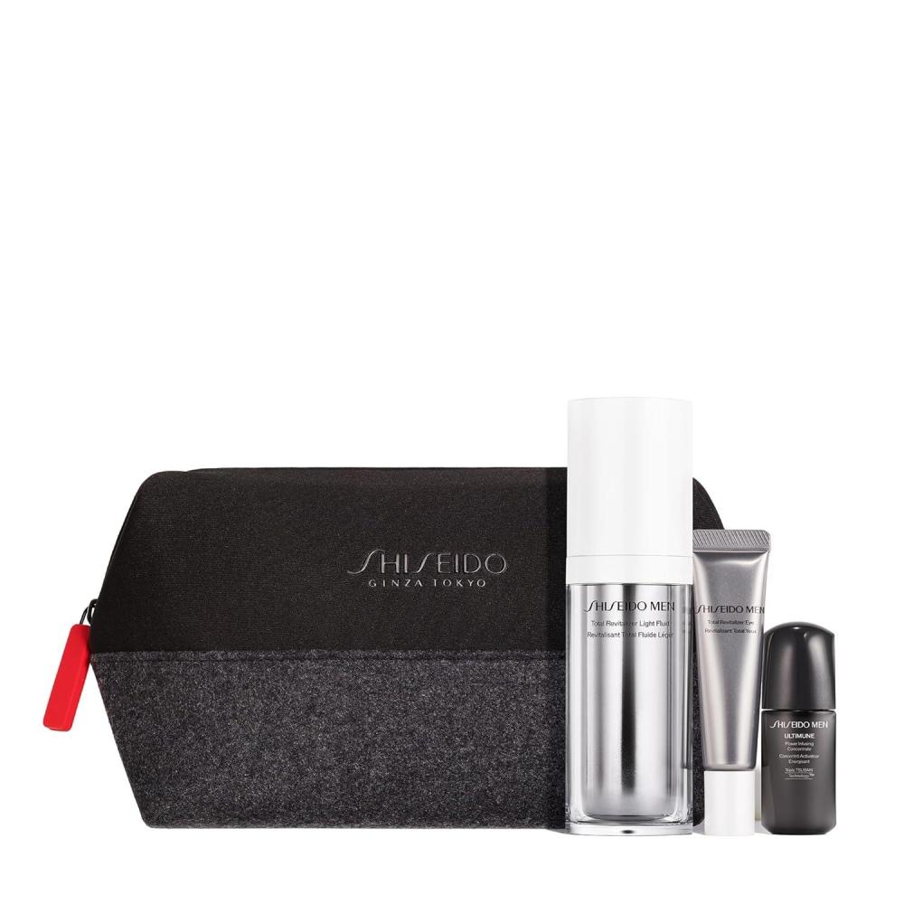 imageShiseido Mens Hydrating Skincare Set  Includes Total Revitalizer Light Fluid 70mL Total Revitalizer Eye Cream 15mL Ultimune Men Power Infusing Concentrate 10mL ampamp Reusable Pouch  140 Value