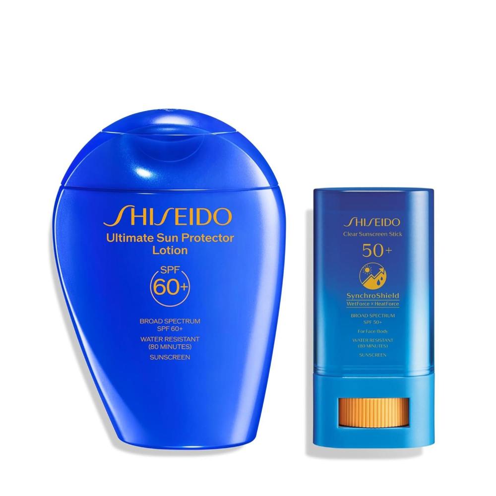 imageShiseido Ultimate Sun Protector Lotion SPF 60 150 mL  Clear Sunscreen Stick SPF 50 07 oz  Lightweight Invisible BroadSpectrum Sunscreen  Free of Oxybenzone ampamp Octinoxate