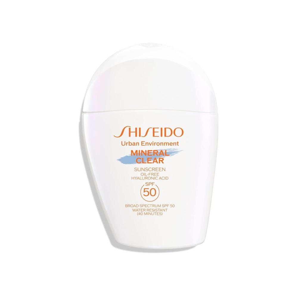 imageShiseido Urban Environment Mineral Clear Sunscreen SPF 50  Visibly Improves Skin Tone Radiance Wrinkles ampamp Firmness  Water Resistant for 40 Minutes  NonComedogenic  1 fl oz