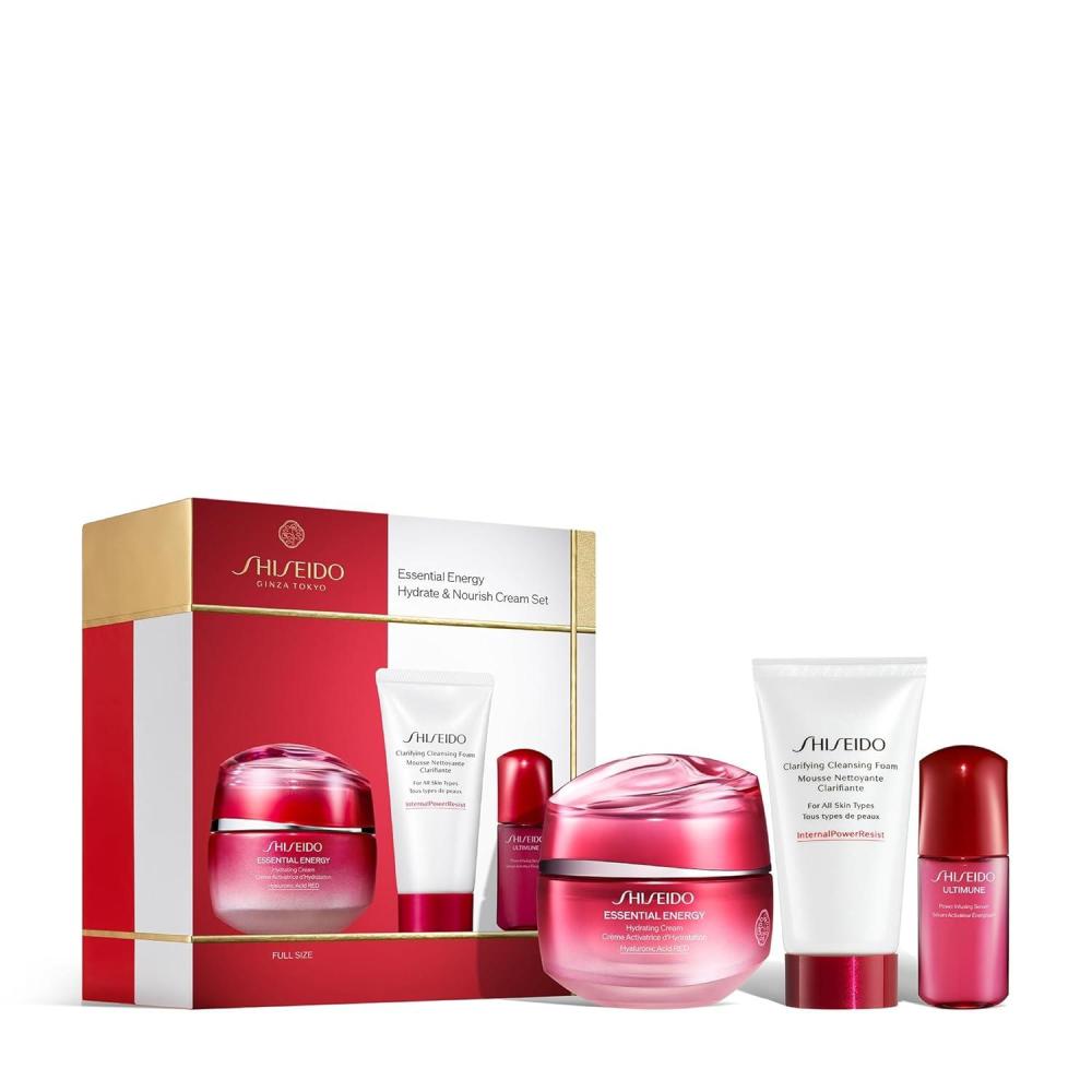 imageShiseido Hydrate ampamp Nourish Cream Set Clarifying Cleansing Foam 50mL Ultimune Power Infusing Serum 10mL ampamp Essential Energy Hydrating Cream 50mL 95 Value