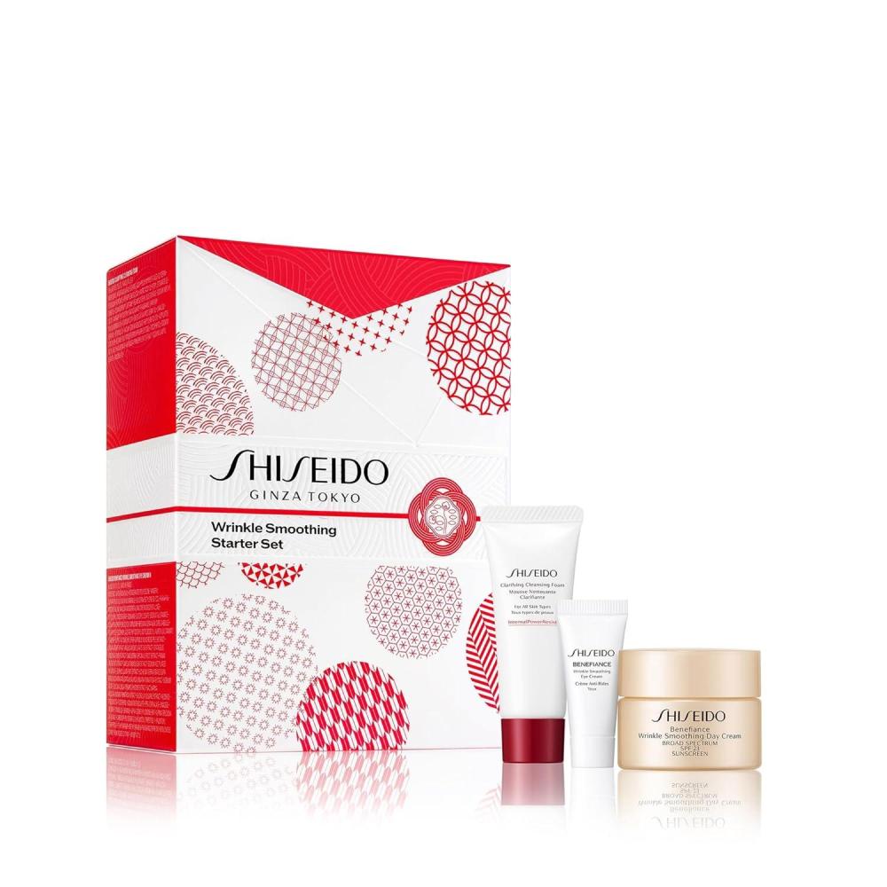 image:imageShiseido Wrinkle Smoothing Ritual Set  Benefiance Day Cream SPF 23 50mL Clarifying Cleansing Foam 50mL Eudermine Activating Essence 30mL amp Benefiance Cream 15mL  133 Value